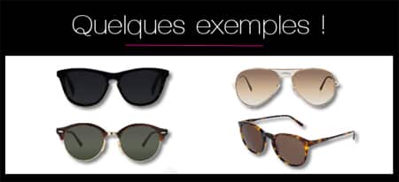 Exemples de lunettes de soleil ou solaires à choisir quand on a un visage rectangle ou rectangulaire