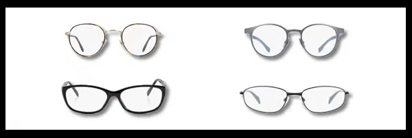 Exemples de paires et montures de lunettes de vue à choisir quand on a un visage triangulaire : triangle bas, triangle inversé ou coeur