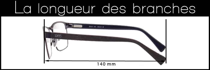 Dimension de la longueur des branches des lunettes
