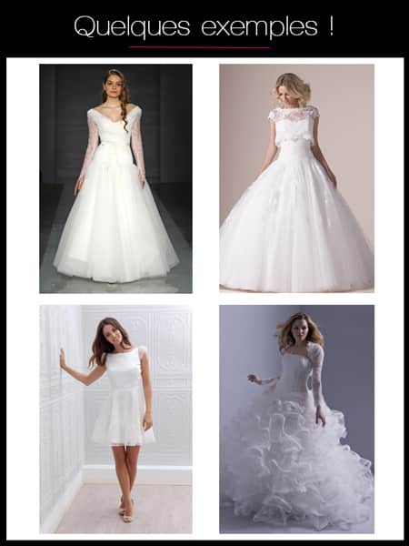 Exemples de robe de mariée à choisir et porter pour la morphologie et la silhouette en V, pyramide inversée ou triangle inversé
