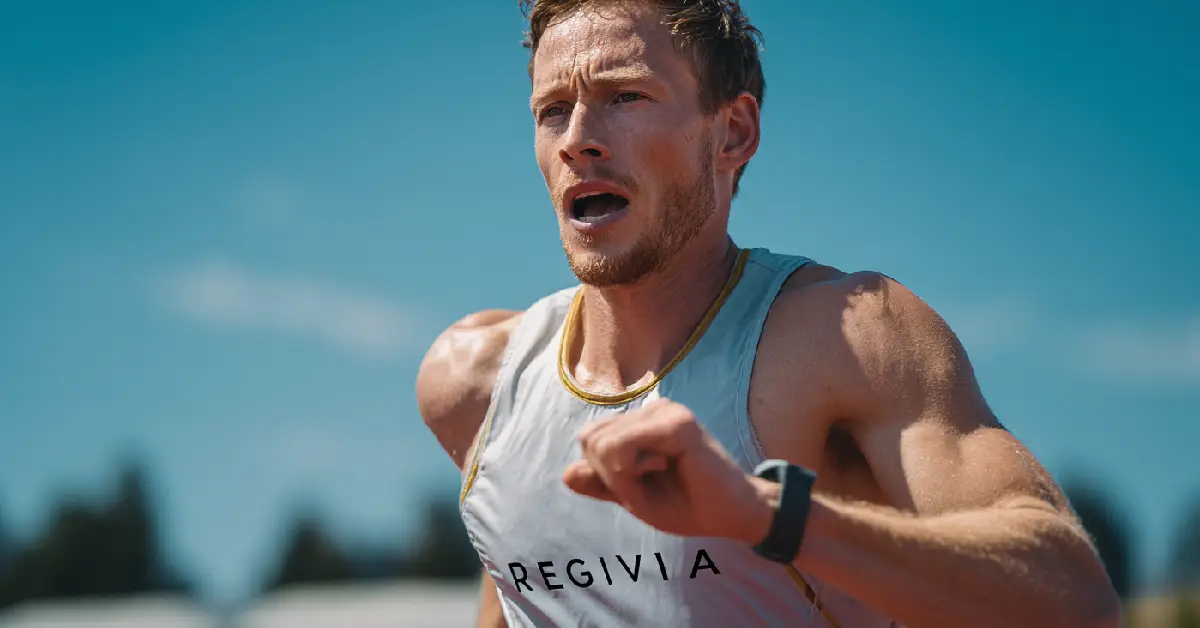 Runner amatoriale concentrato durante un test sui 5 km per capire se può scendere sotto i 30 minuti