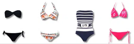 Exemples de maillots de bain à porter pour sa silhouette en X ou sablier Exemples de maillots de bain à porter pour sa silhouette en X ou sablier